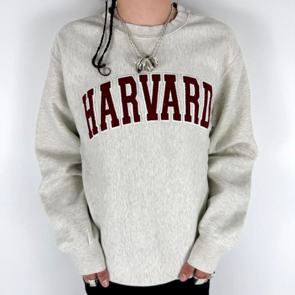 Vintage y2k faded grey grunge archive rare harvard embroidered crewneck
